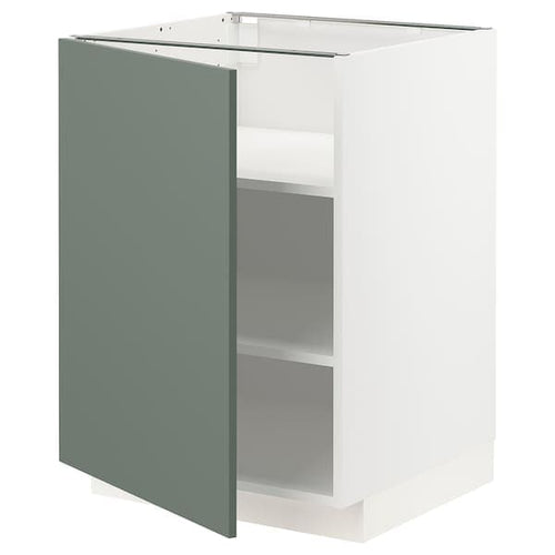 METOD - Base cabinet with shelves, white/Bodarp grey-green, 60x60 cm