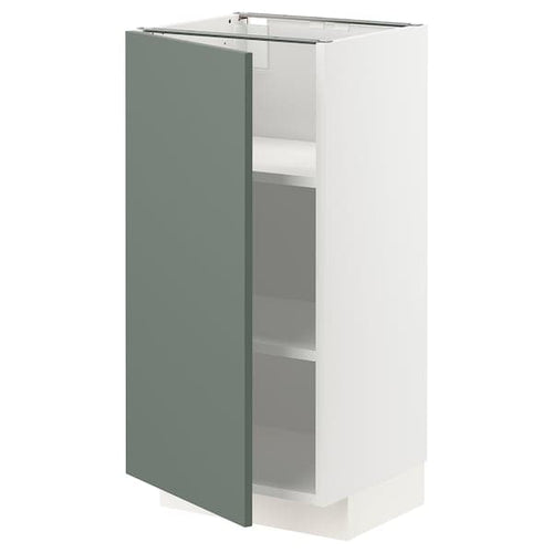 METOD - Base cabinet with shelves, white/Bodarp grey-green, 40x37 cm