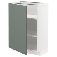 METOD - Base cabinet with shelves, white/Bodarp grey-green, 60x37 cm - best price from Maltashopper.com 49464507