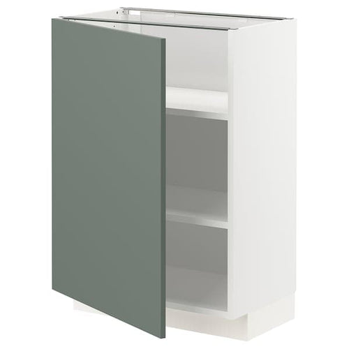 METOD - Base cabinet with shelves, white/Bodarp grey-green, 60x37 cm