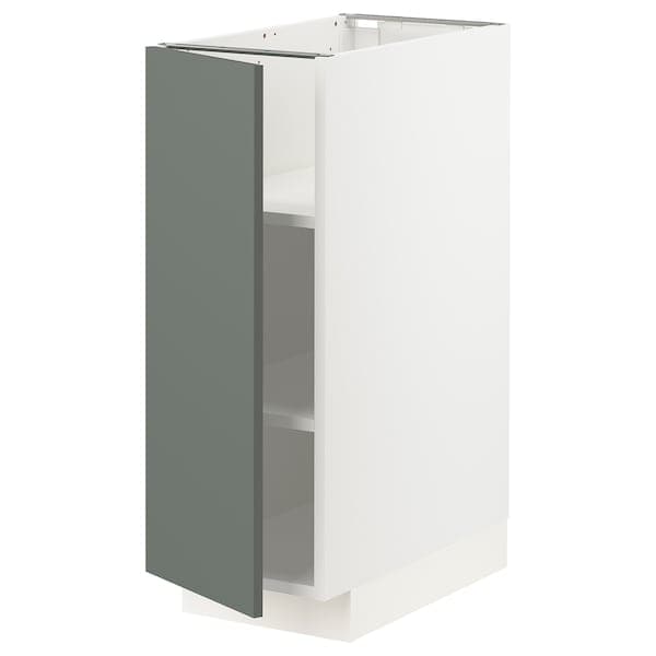 METOD - Base cabinet with shelves, white/Bodarp grey-green, 30x60 cm