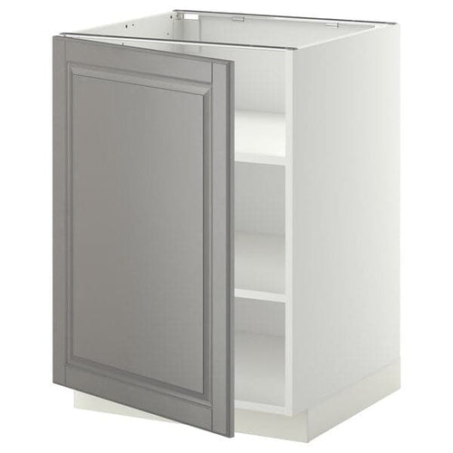 METOD - Base cabinet with shelves, white/Bodbyn grey, 60x60 cm