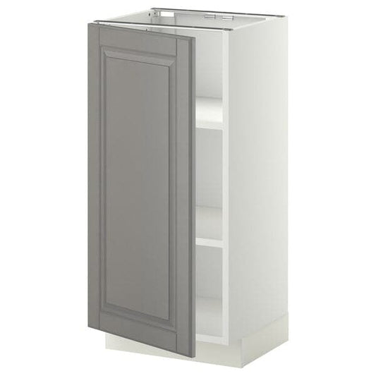 Ikea METOD - Base cabinet with shelves, white/Bodbyn grey, 40x37 cm