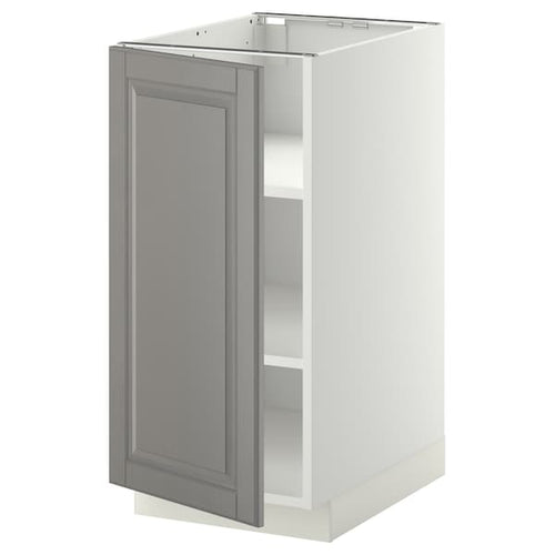 METOD - Base cabinet with shelves, white/Bodbyn grey, 40x60 cm