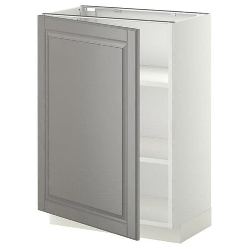 METOD - Base cabinet with shelves, white/Bodbyn grey, 60x37 cm