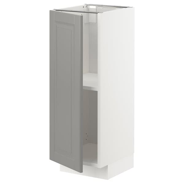 METOD - Base cabinet with shelves, white/Bodbyn grey, 30x37 cm