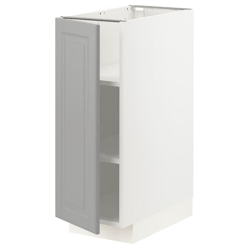 METOD base cabinet with shelves, white/Bodbyn grey, 30x60 cm