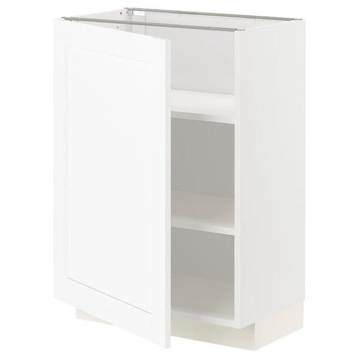 METOD base cabinet with shelves, white Enköping/white wood effect, 60x37 cm