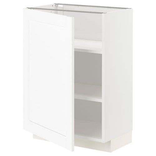 METOD - Base cabinet with shelves, white Enköping/white wood effect, 60x37 cm