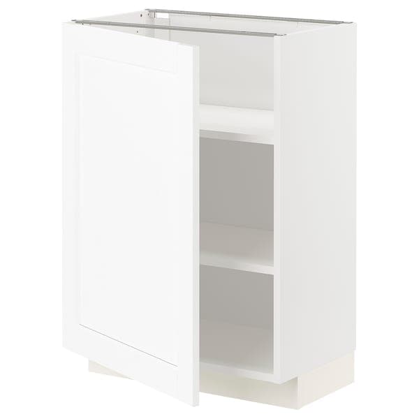 METOD - Base cabinet with shelves, white Enköping/white wood effect, 60x37 cm