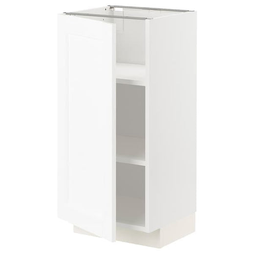 METOD base cabinet with shelves, white Enköping/white wood effect, 40x37 cm