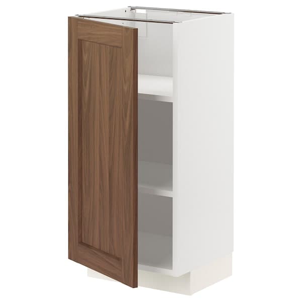Ikea METOD - Base cabinet with shelves, white Enköping/brown walnut effect, 40x37 cm
