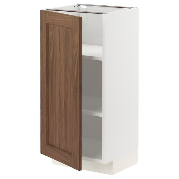 METOD - Base cabinet with shelves, white Enköping/brown walnut effect, 40x37 cm - best price from Maltashopper.com 59475015
