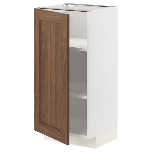 Ikea METOD - Base cabinet with shelves, white Enköping/brown walnut effect, 40x37 cm