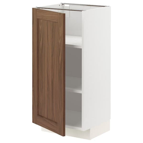 METOD - Base cabinet with shelves, white Enköping/brown walnut effect, 40x37 cm