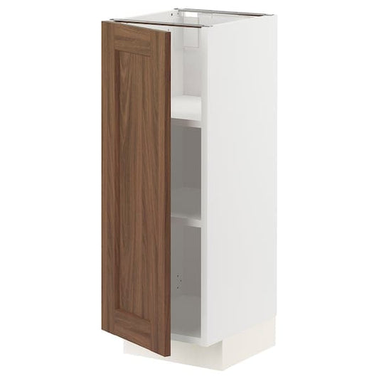Ikea METOD - Base cabinet with shelves, white Enköping/brown walnut effect, 30x37 cm