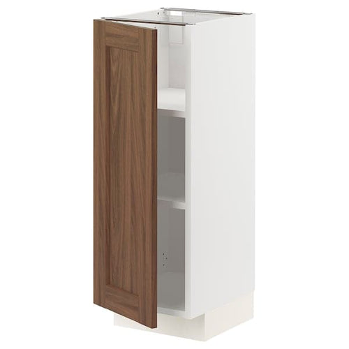 METOD - Base cabinet with shelves, white Enköping/brown walnut effect, 30x37 cm