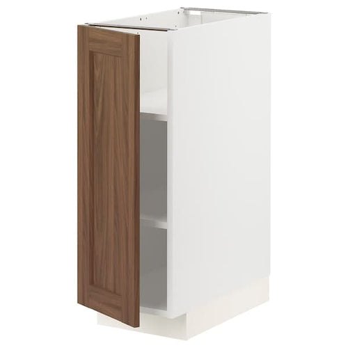 METOD - Base cabinet with shelves, white Enköping/brown walnut effect, 30x60 cm