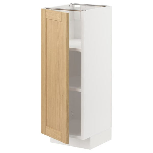 Ikea METOD - Base cabinet with shelves, white/Forsbacka oak, 30x37 cm