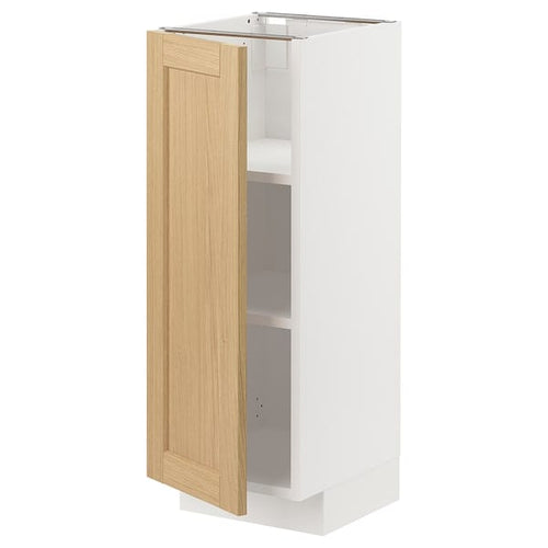 METOD base cabinet with shelves, white/Forsbacka oak, 30x37 cm