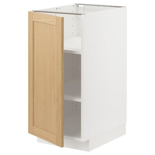 METOD base cabinet with shelves, white/Forsbacka oak, 40x60 cm