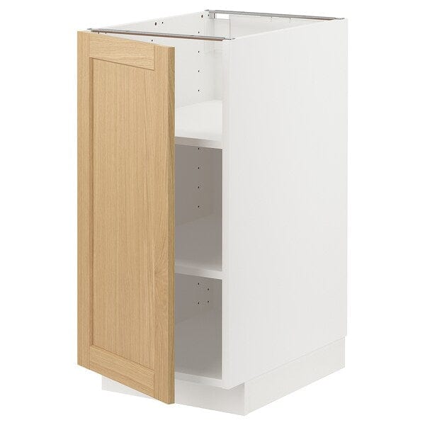 METOD - METOD Base cabinet with shelves, white/Forsbacka oak, 40x60 cm