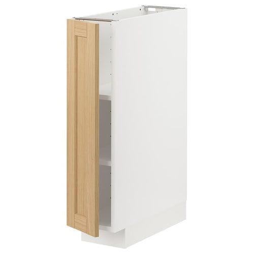 METOD - Base cabinet with shelves, white/Forsbacka oak, 20x60 cm