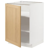 METOD base cabinet with shelves, white/Forsbacka oak, 60x60 cm