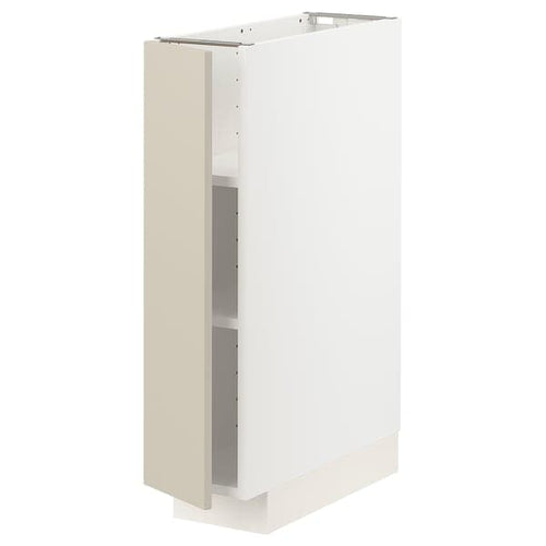 METOD - Base cabinet with shelves, white/Havstorp beige, 20x60 cm
