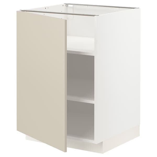 METOD - Base cabinet with shelves, white/Havstorp beige, 60x60 cm - best price from Maltashopper.com 89469862