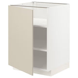 METOD base cabinet with shelves, white/Havstorp beige, 60x60 cm