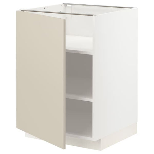METOD - Base cabinet with shelves, white/Havstorp beige, 60x60 cm