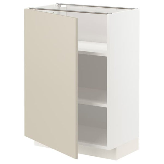 METOD - Base cabinet with shelves, white/Havstorp beige, 60x37 cm - best price from Maltashopper.com 79462998