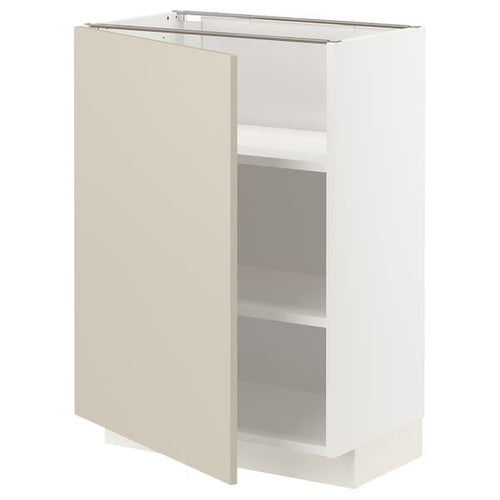 METOD - Base cabinet with shelves, white/Havstorp beige, 60x37 cm