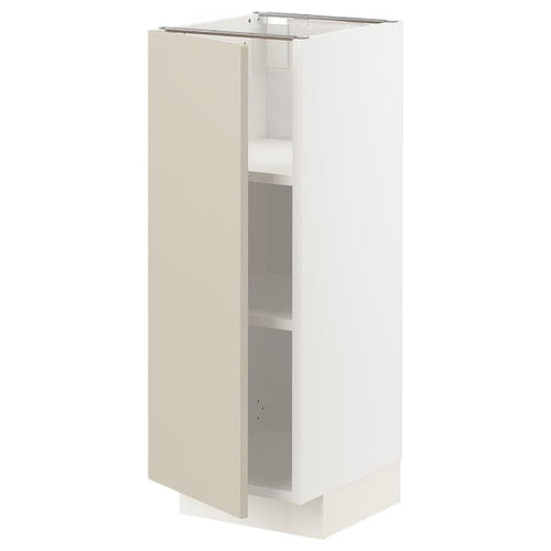 METOD - Base cabinet with shelves, white/Havstorp beige, 30x37 cm