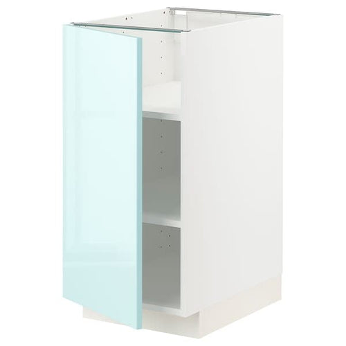 METOD - Base cabinet with shelves, white Järsta/high-gloss light turquoise, 40x60 cm