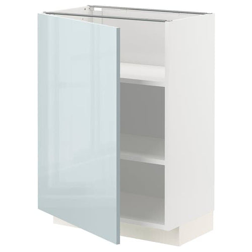 METOD base cabinet with shelves, white/Kallarp light grey-blue, 60.0x80.0x37.0 cm