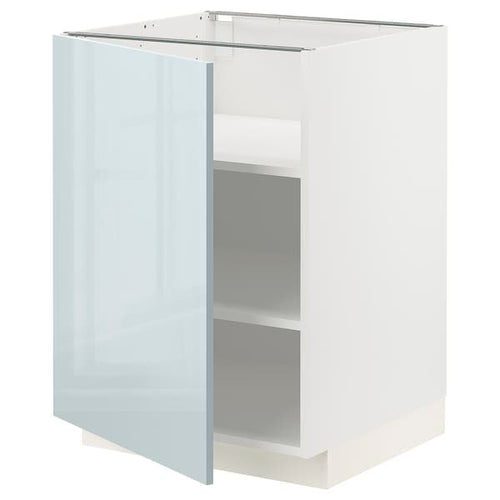 METOD base cabinet with shelves, white/Kallarp light grey-blue, 60.0x80.0x60.0 cm