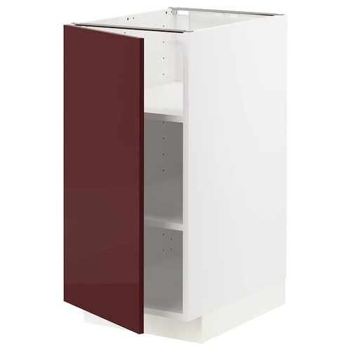 METOD - Base cabinet with shelves, white Kallarp/high-gloss dark red-brown, 40x60 cm