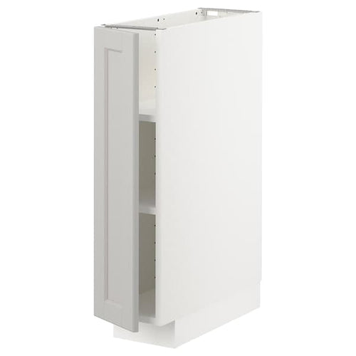 METOD base cabinet with shelves, white/Lerhyttan light grey, 20x60 cm