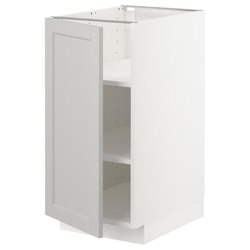 METOD - Base cabinet with shelves, white/Lerhyttan light grey, 40x60 cm