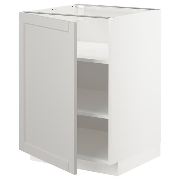 Ikea METOD - Base cabinet with shelves, white/Lerhyttan light grey, 60x60 cm
