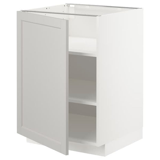 Ikea METOD - Base cabinet with shelves, white/Lerhyttan light grey, 60x60 cm