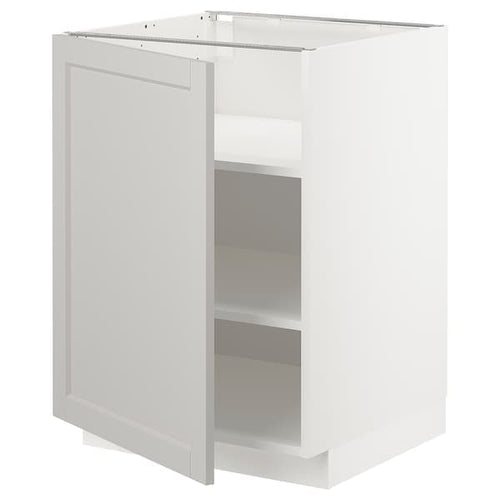 METOD - Base cabinet with shelves, white/Lerhyttan light grey, 60x60 cm
