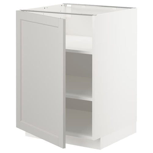 METOD base cabinet with shelves, white/Lerhyttan light grey, 60x60 cm