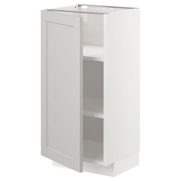 Ikea METOD - Base cabinet with shelves, white/Lerhyttan light grey, 40x37 cm