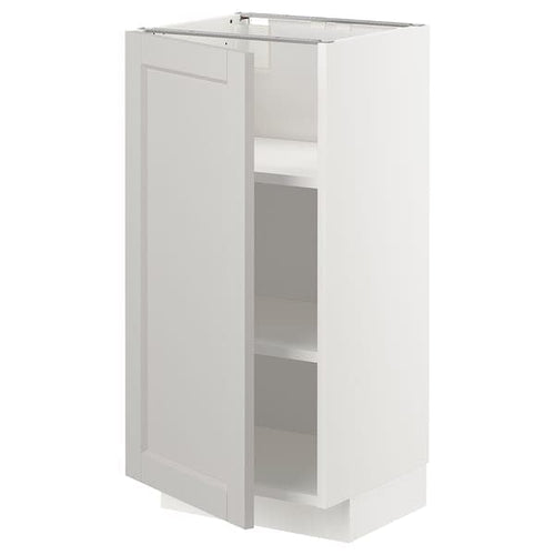 METOD base cabinet with shelves, white/Lerhyttan light grey, 40x37 cm
