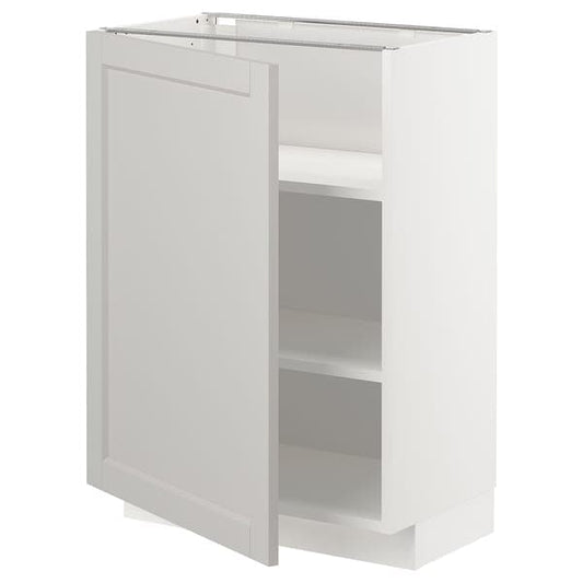 Ikea METOD - Base cabinet with shelves, white/Lerhyttan light grey, 60x37 cm