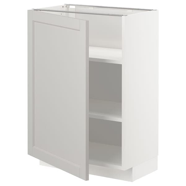 Ikea METOD - Base cabinet with shelves, white/Lerhyttan light grey, 60x37 cm