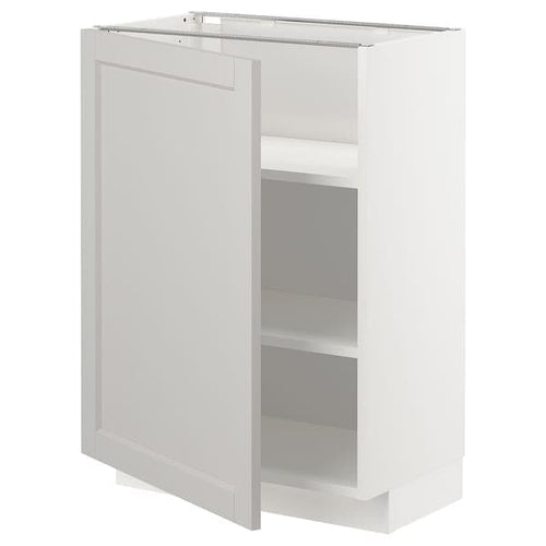 METOD - Base cabinet with shelves, white/Lerhyttan light grey, 60x37 cm